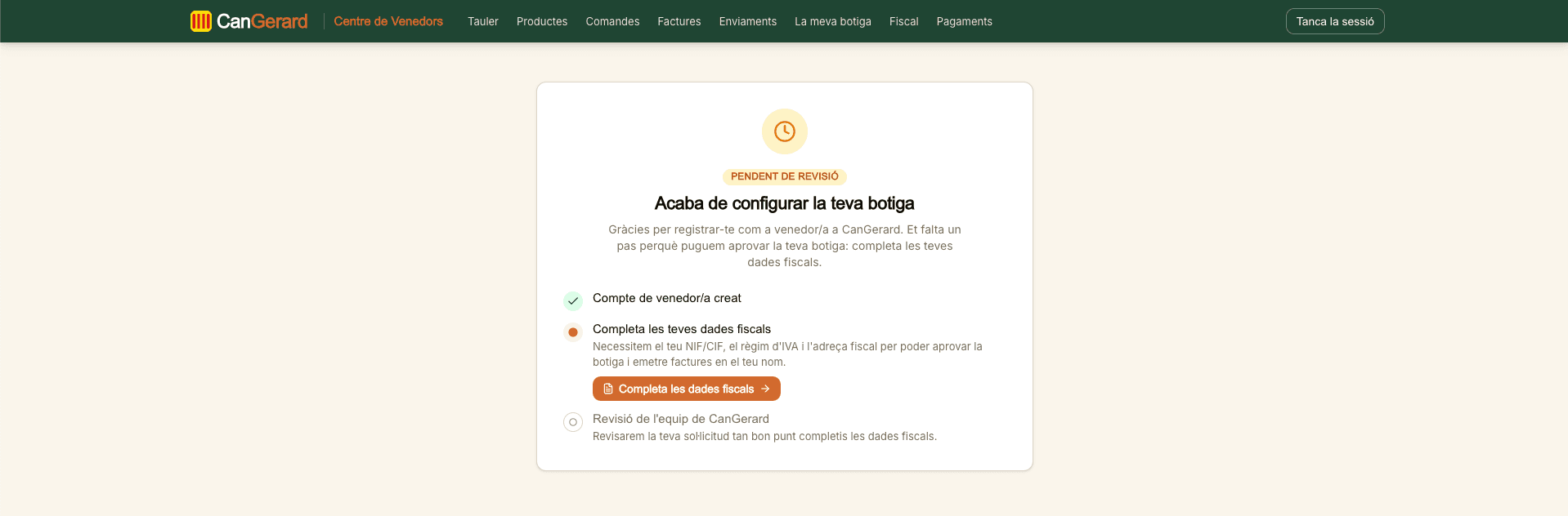 El Panel una vez la tienda está aprobada. Mientras estás pendiente, ves la lista de comprobación anterior.