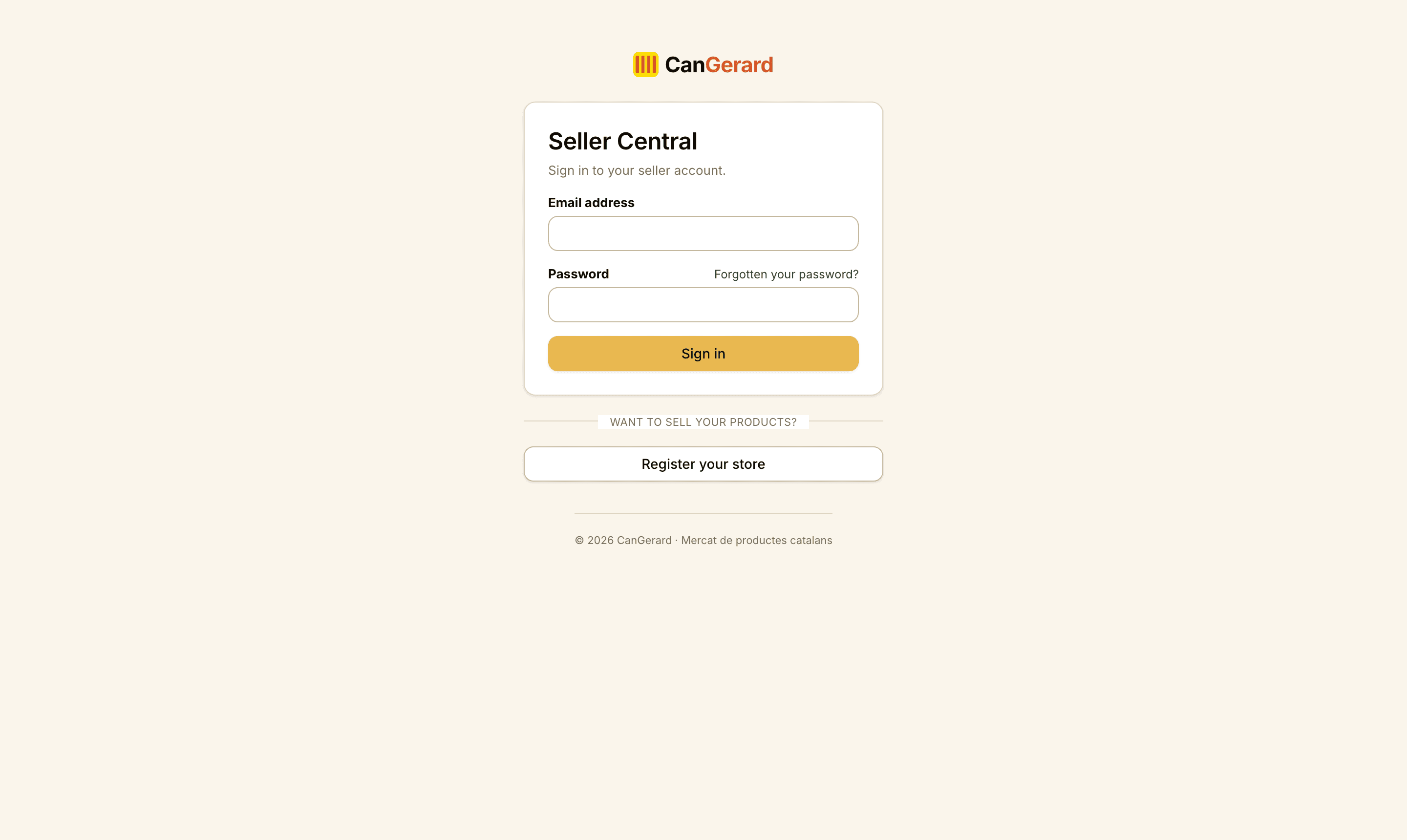 The Seller Central sign-in screen.